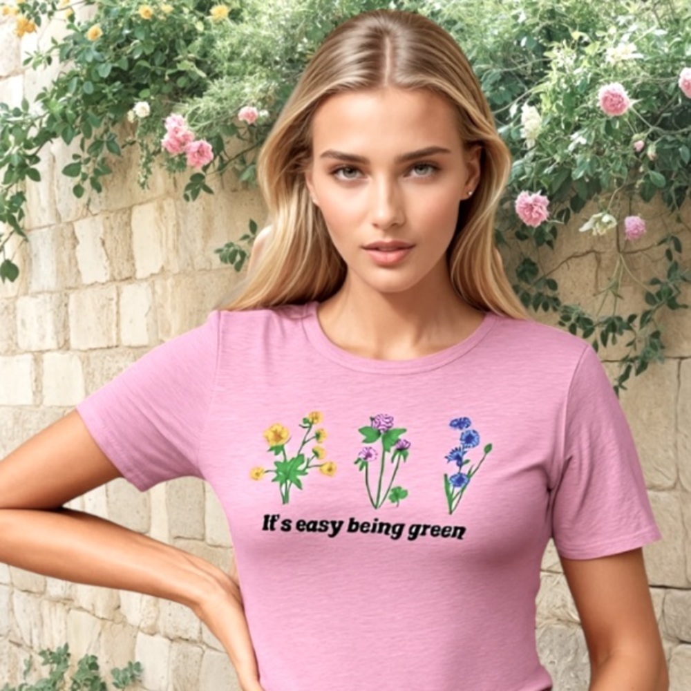 It’s Easy Being Green graphic flower print tee xl